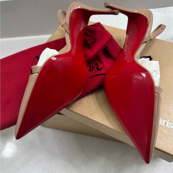Christian Louboutin Women\'s Beige Patent Slingback Heels